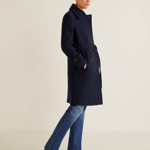 Double- breasted wool coat (navy)